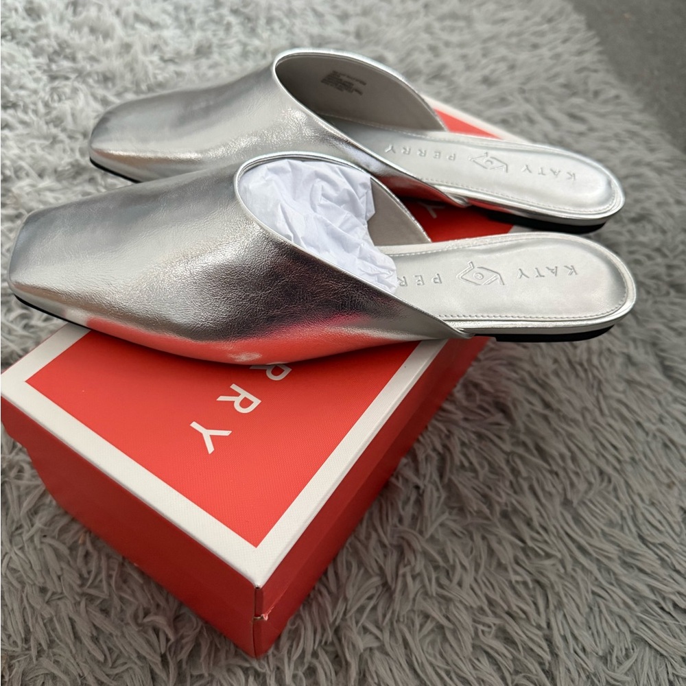 Katy Perry Collections Silver Metallic Slip-On Mules